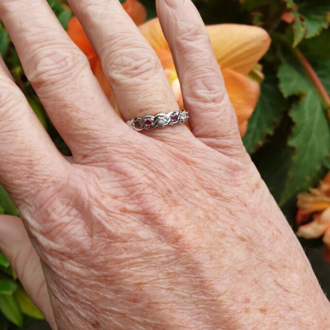 Ruby and Diamond Stacking Band in 9ct Gold