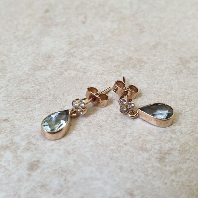 Aquamarine and Diamond Drop Earrings in 9ct Gold