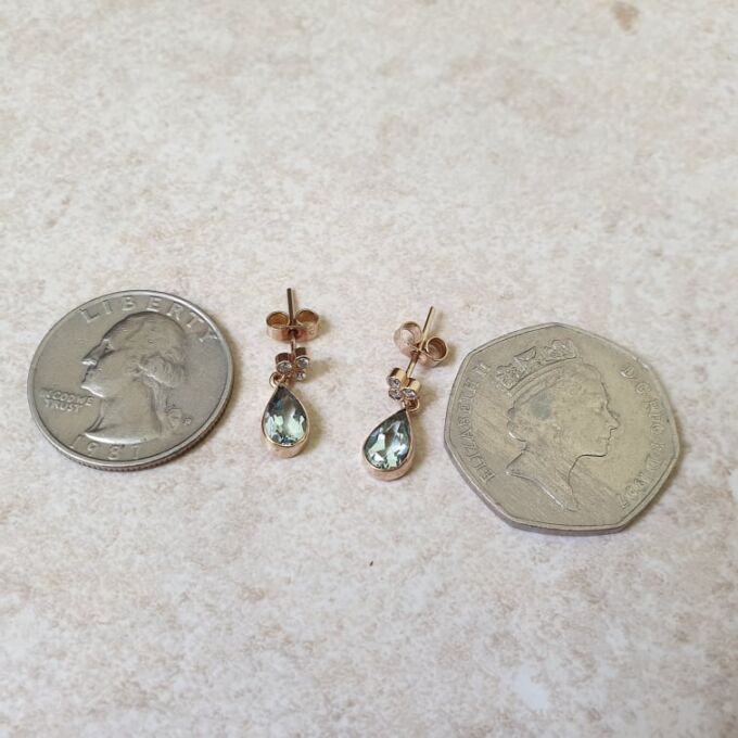 Aquamarine and Diamond Drop Earrings in 9ct Gold