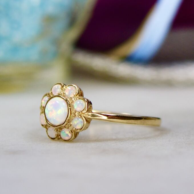 Opal Daisy Ring in 9ct Gold