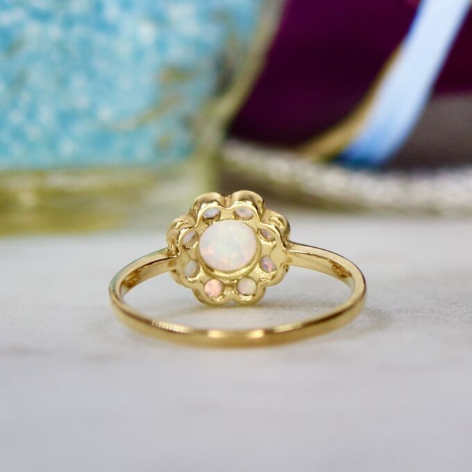 Opal Daisy Ring in 9ct Gold
