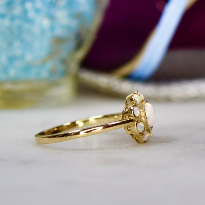 Opal Daisy Ring in 9ct Gold