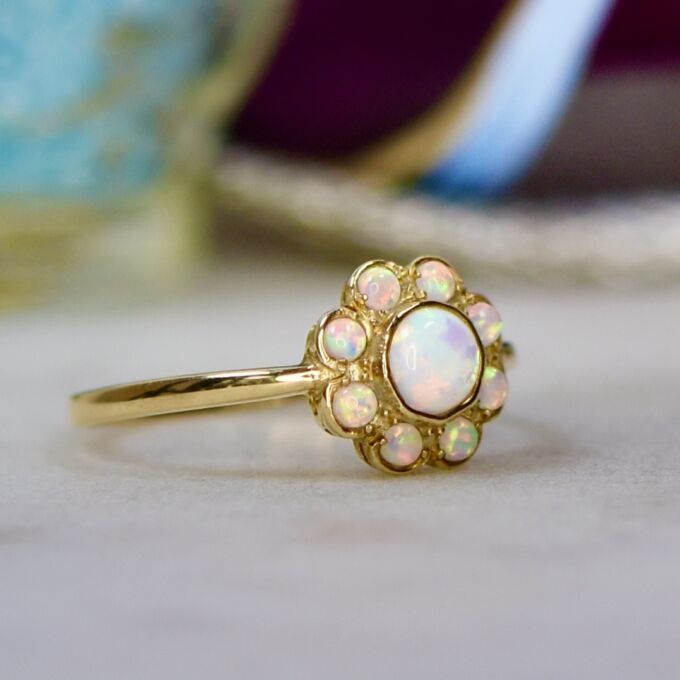 Opal Daisy Ring in 9ct Gold
