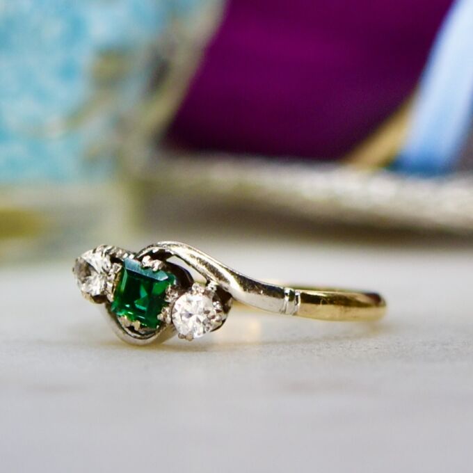 Three Stone Ring in 9ct Gold and Platinum