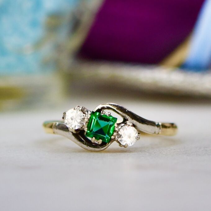 Three Stone Ring in 9ct Gold and Platinum