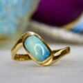 Opal Crossover Solitaire Ring in 9ct Gold