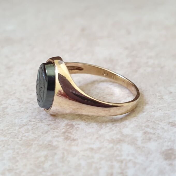 Hematite Centurion Signet Ring in 9ct Gold