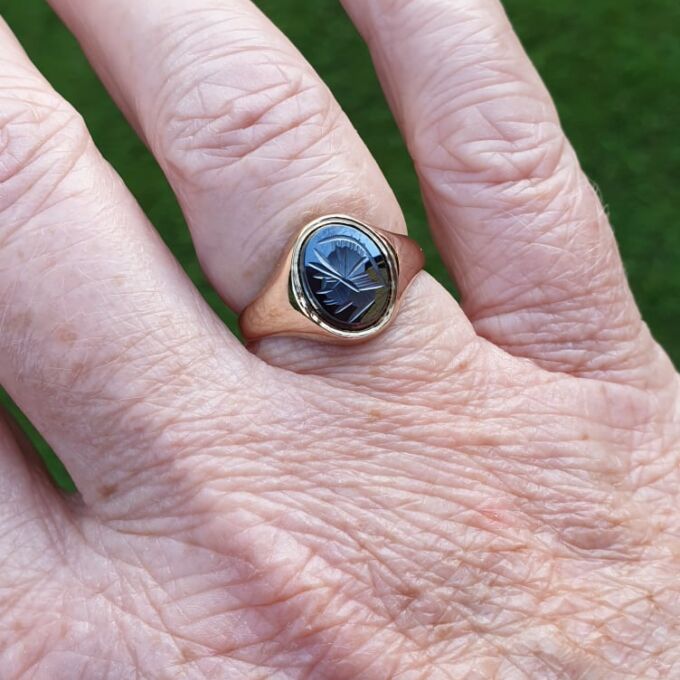 Hematite Centurion Signet Ring in 9ct Gold