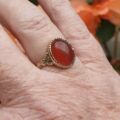 Carnelian Cabochon Ring in 9ct Gold