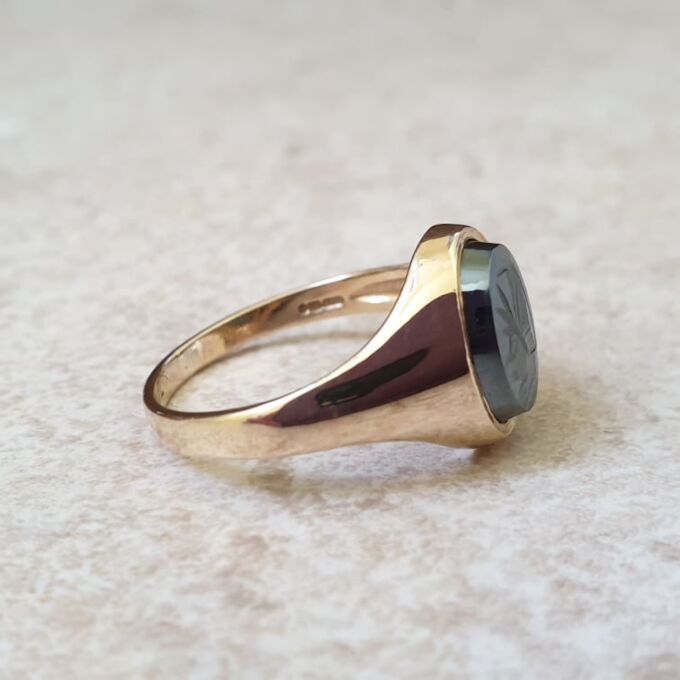 Hematite Centurion Signet Ring in 9ct Gold