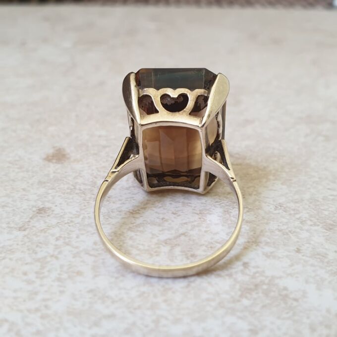 Huge Smoky Quartz Ring in 9ct Gold