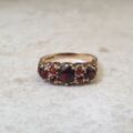 Seven Stone Garnet Ring in 9ct Gold