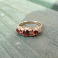 Seven Stone Garnet Ring in 9ct Gold