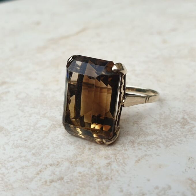 Huge Smoky Quartz Ring in 9ct Gold