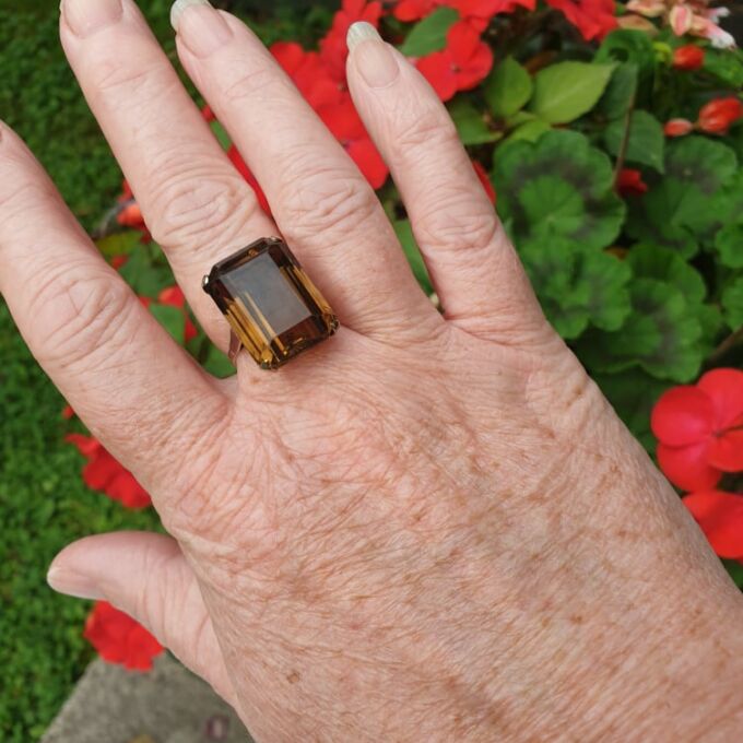 Huge Smoky Quartz Ring in 9ct Gold