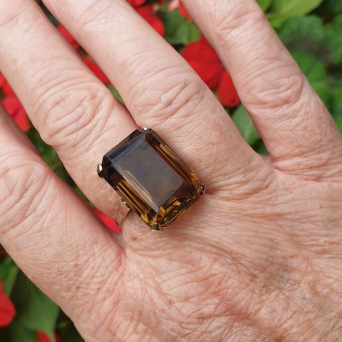 Huge Smoky Quartz Ring in 9ct Gold