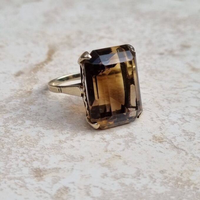 Huge Smoky Quartz Ring in 9ct Gold