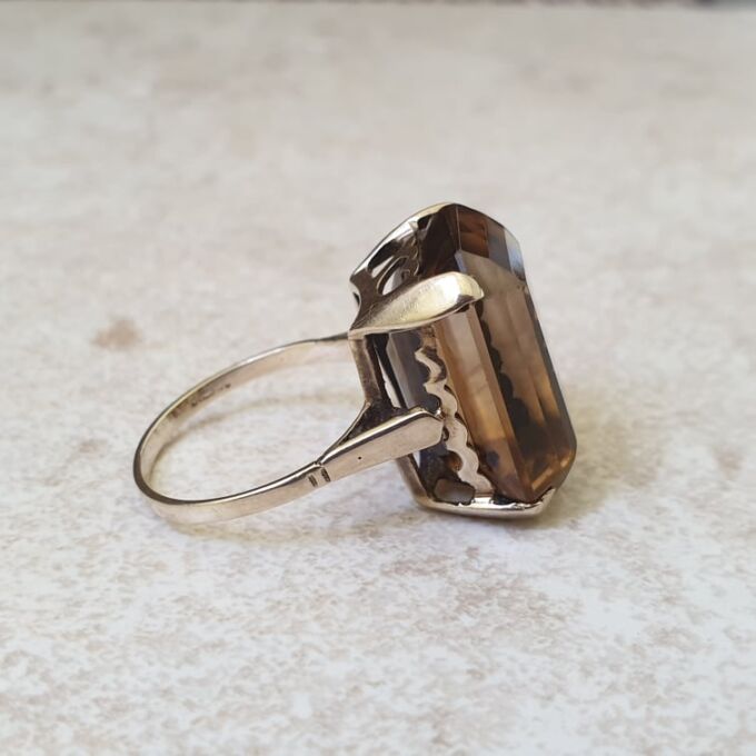 Huge Smoky Quartz Ring in 9ct Gold