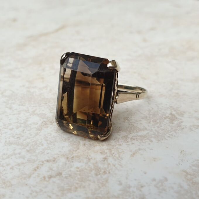 Huge Smoky Quartz Ring in 9ct Gold