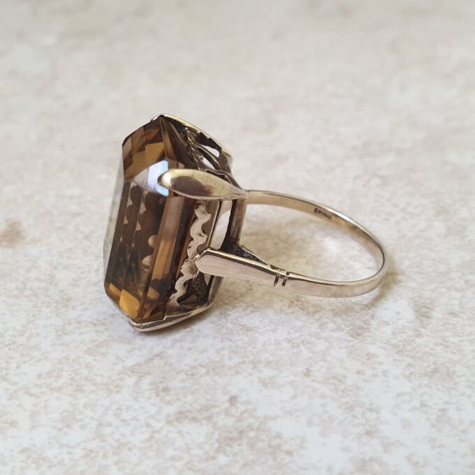 Huge Smoky Quartz Ring in 9ct Gold