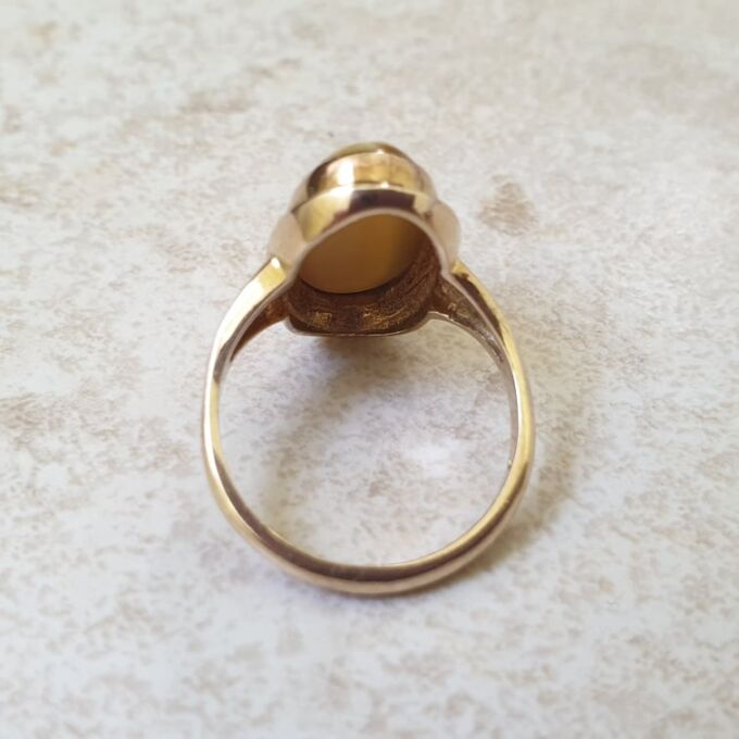 Elongated Tigers Eye Ring in 9ct Gold
