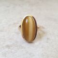 Elongated Tigers Eye Ring in 9ct Gold