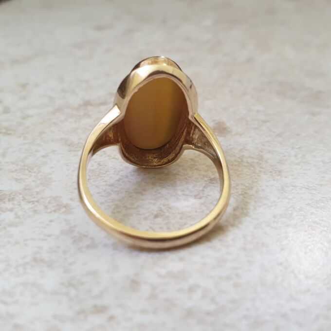 Elongated Tigers Eye Ring in 9ct Gold