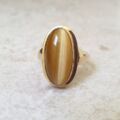 Elongated Tigers Eye Ring in 9ct Gold