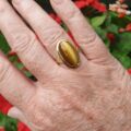 Elongated Tigers Eye Ring in 9ct Gold
