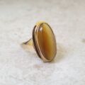 Elongated Tigers Eye Ring in 9ct Gold