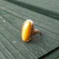 Elongated Tigers Eye Ring in 9ct Gold