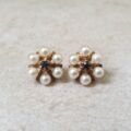 Reserved – Pearl and Sapphire Stud Earrings in 9ct Gold