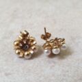 Reserved – Pearl and Sapphire Stud Earrings in 9ct Gold