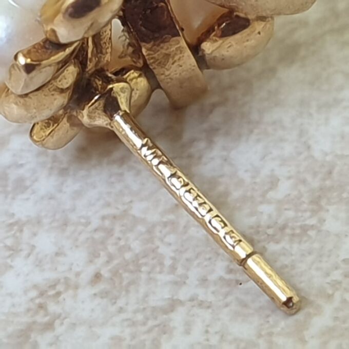 Reserved – Pearl and Sapphire Stud Earrings in 9ct Gold