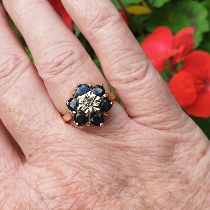 Sapphire and Diamond Ring in 9ct Gold