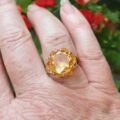 Vibrant Synthetic Yellow Sapphire Ring in 18ct Gold