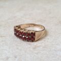 Two Row Garnet Ring in 9ct Gold