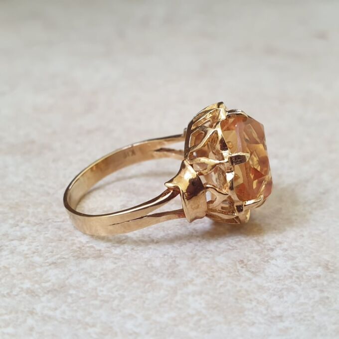Vibrant Synthetic Yellow Sapphire Ring in 18ct Gold