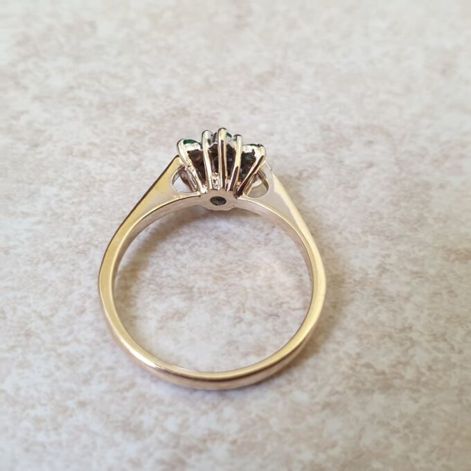 Emerald & Diamond Cluster Ring in 9ct Gold