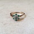 Emerald & Diamond Cluster Ring in 9ct Gold