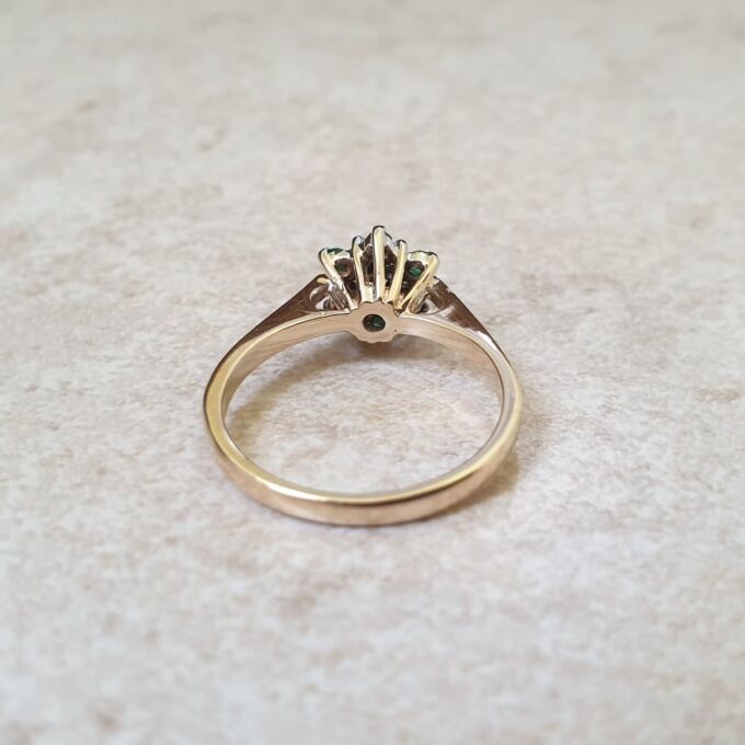 Emerald & Diamond Cluster Ring in 9ct Gold