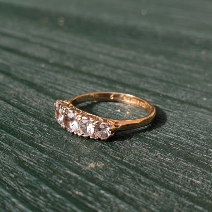 Graduating Synthetic Spinel Five Stone Ring in 9ct Gold