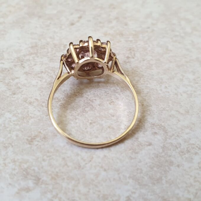 Rose Quartz Cluster Ring in 9ct Gold