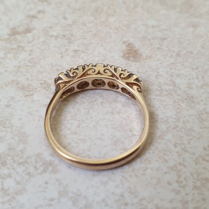 Graduating Synthetic Spinel Five Stone Ring in 9ct Gold