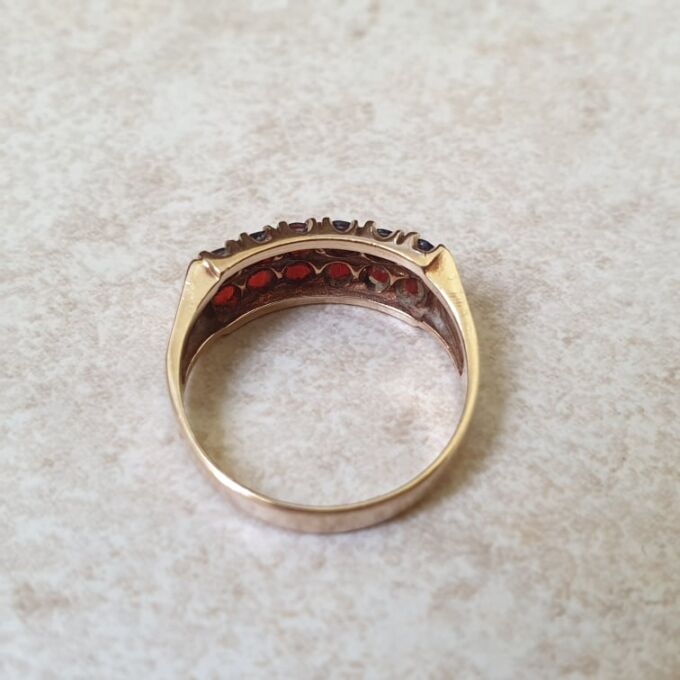 Two Row Garnet Ring in 9ct Gold