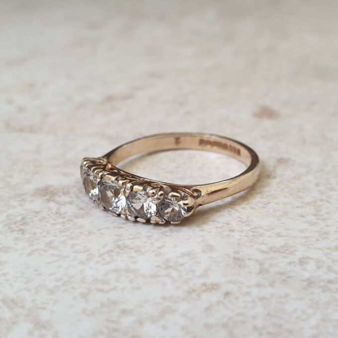 Graduating Synthetic Spinel Five Stone Ring in 9ct Gold