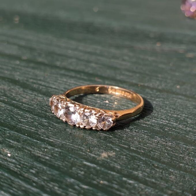 Graduating Synthetic Spinel Five Stone Ring in 9ct Gold