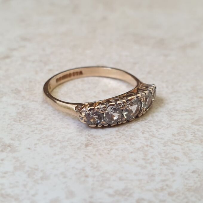 Graduating Synthetic Spinel Five Stone Ring in 9ct Gold