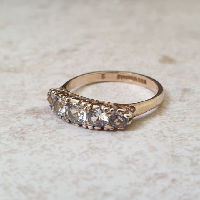 Graduating Synthetic Spinel Five Stone Ring in 9ct Gold