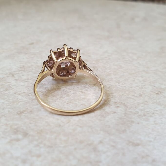 Rose Quartz Cluster Ring in 9ct Gold